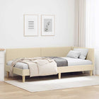 Corner Bed Frame Cream 100 cm x 200 cm Fabric and Plywood