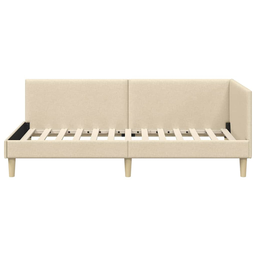 Hoekbedframe Crème 100 x 200 cm Stof en Geïmproviseerd hout