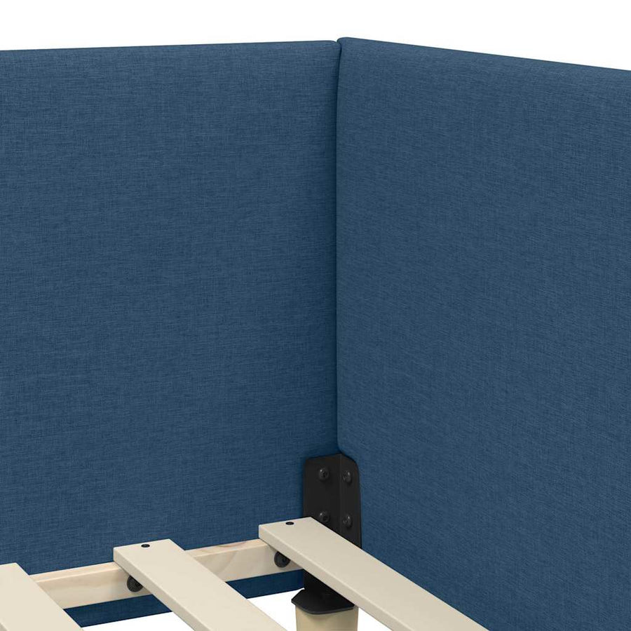 Hoekbedframe Blauw 100 x 200 cm Stof en Geïmproviseerd hout