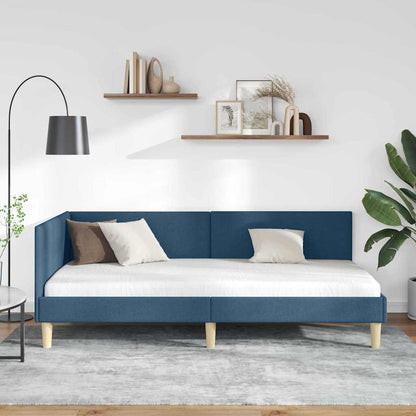 Hoekbedframe Blauw 100 x 200 cm Stof en Geïmproviseerd hout