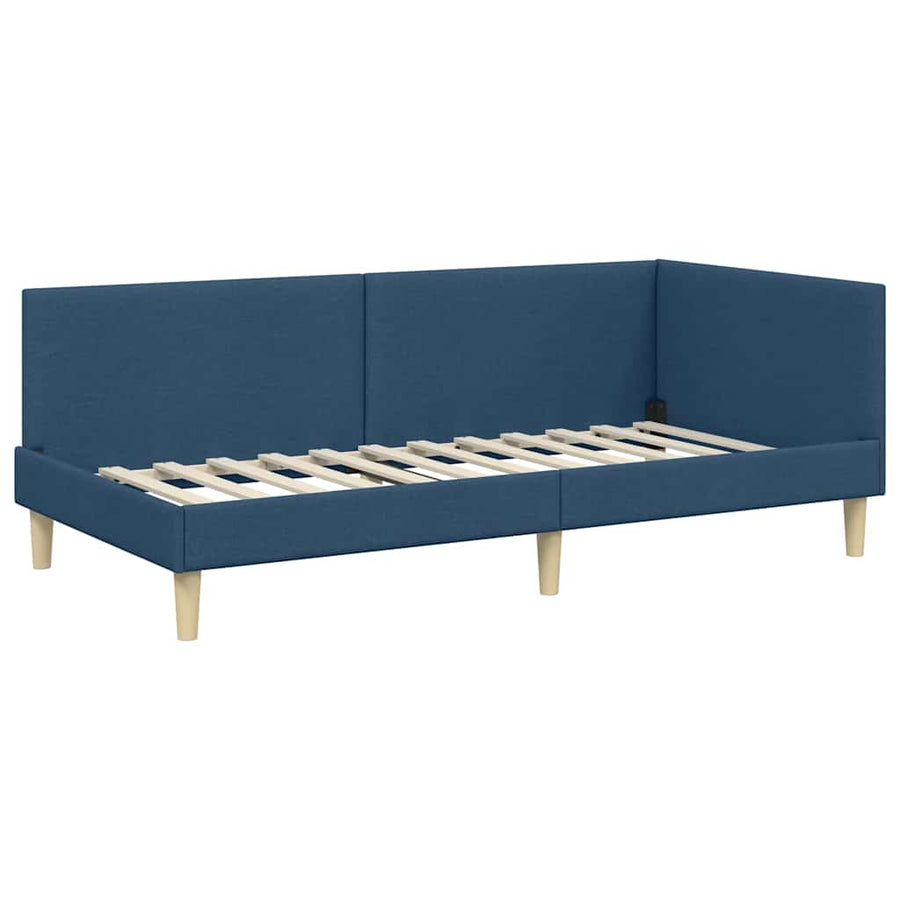 Hoekbedframe Blauw 100 x 200 cm Stof en Geïmproviseerd hout