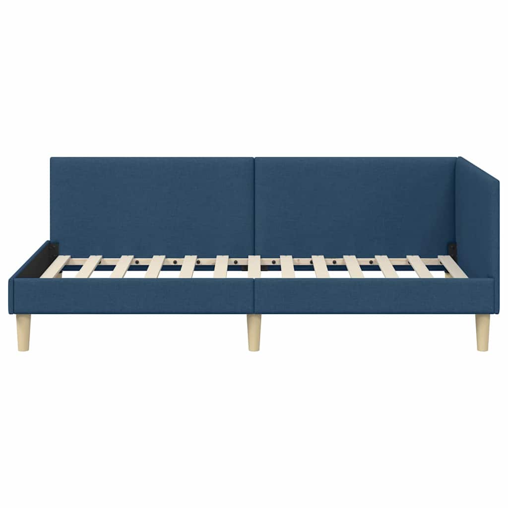 Hoekbedframe Blauw 100 x 200 cm Stof en Geïmproviseerd hout
