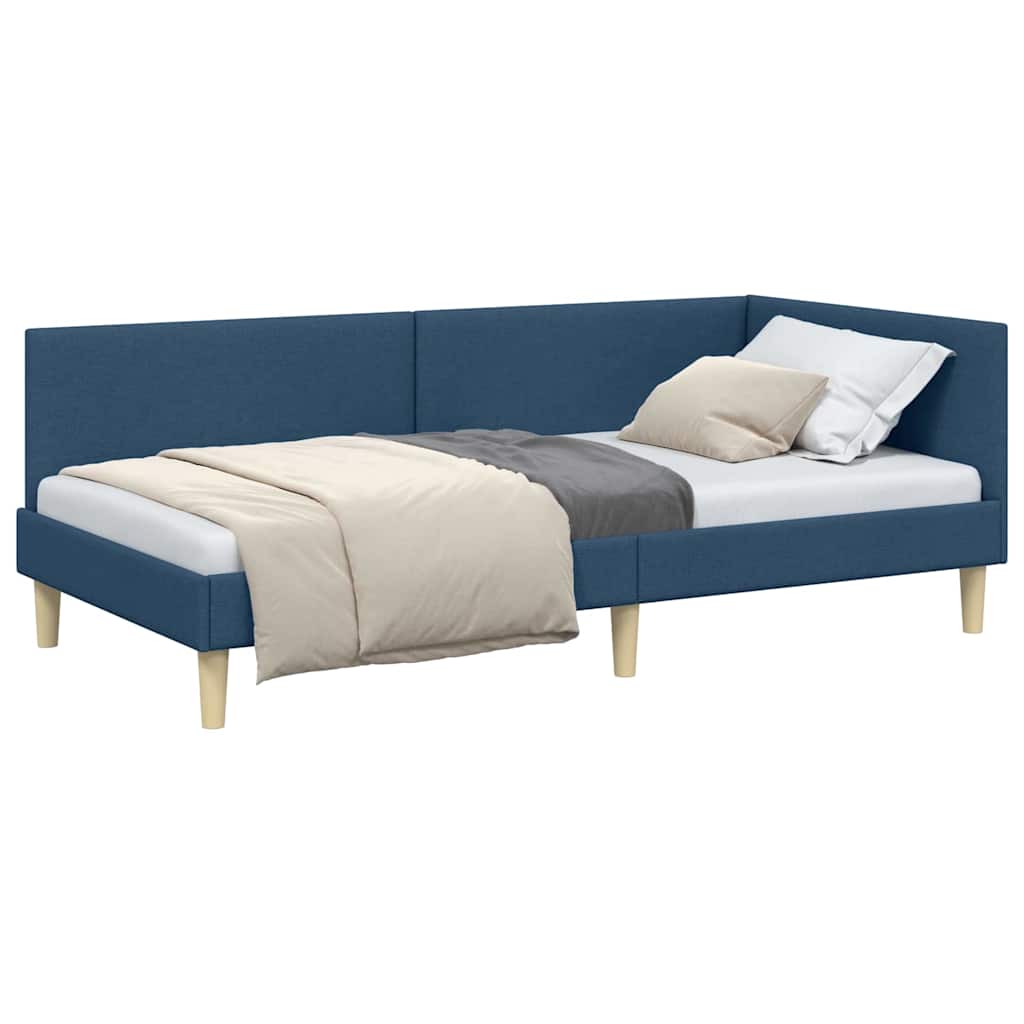 Hoekbedframe Blauw 100 x 200 cm Stof en Geïmproviseerd hout