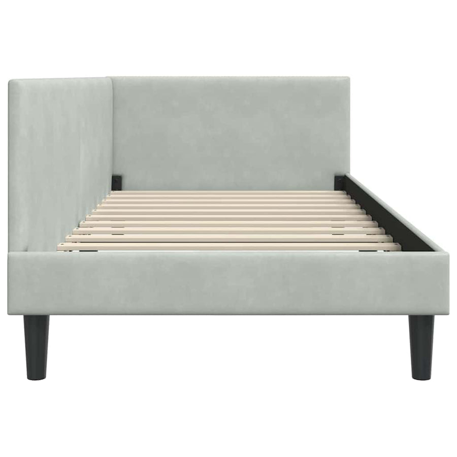 Hoekbedframe Lichtgrijs 80 cm x 200 cm Polyester en multiplex