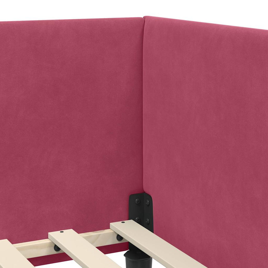 Hoekbedframe Wijnrood 80 cm x 200 cm Polyester en multiplex