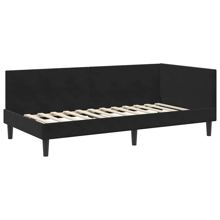 Hoekbedframe Zwart 80 cm x 200 cm Polyester en multiplex