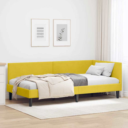 Hoekbedframe Geel 80 cm x 200 cm Polyester en multiplex