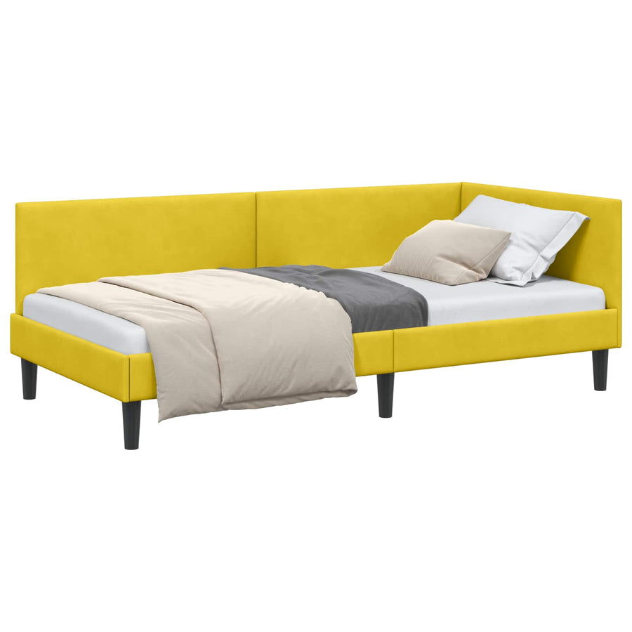 Hoekbedframe Geel 80 cm x 200 cm Polyester en multiplex
