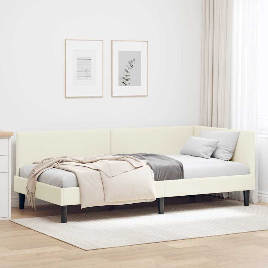 Hoekbedframe Crème 80 cm x 200 cm Polyester en multiplex