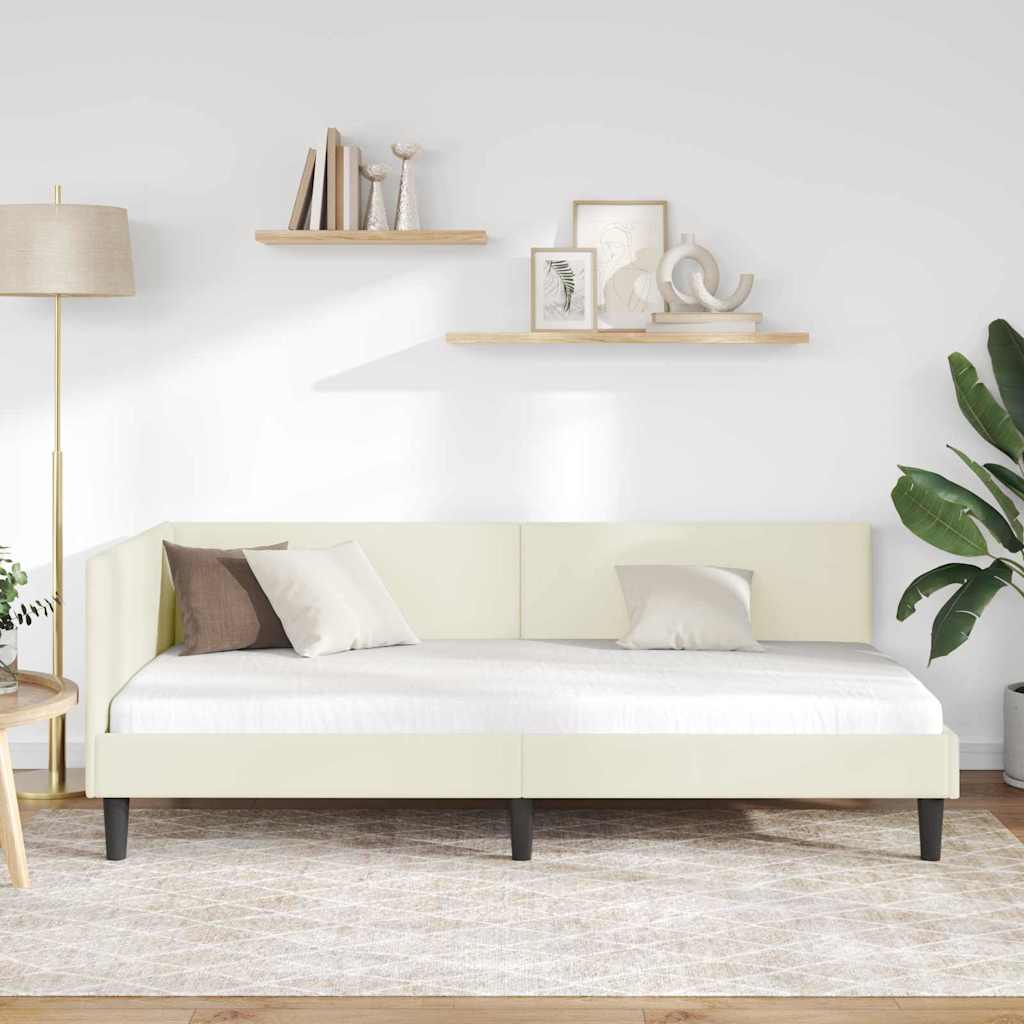Hoekbedframe Crème 80 cm x 200 cm Polyester en multiplex