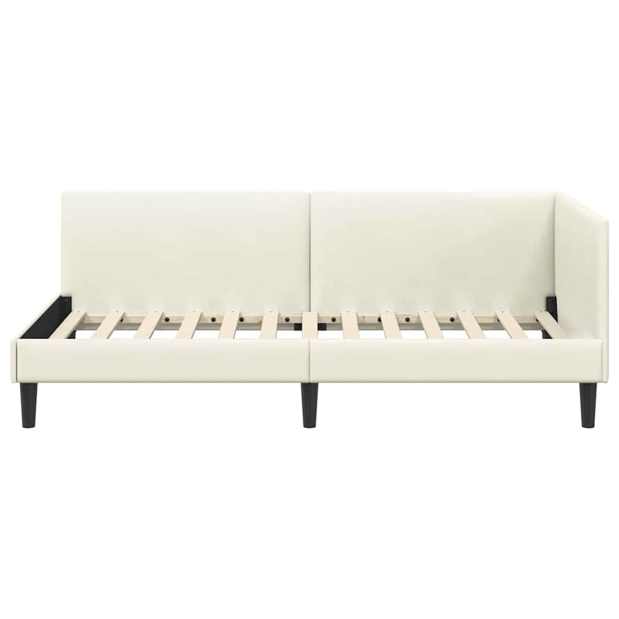 Hoekbedframe Crème 80 cm x 200 cm Polyester en multiplex