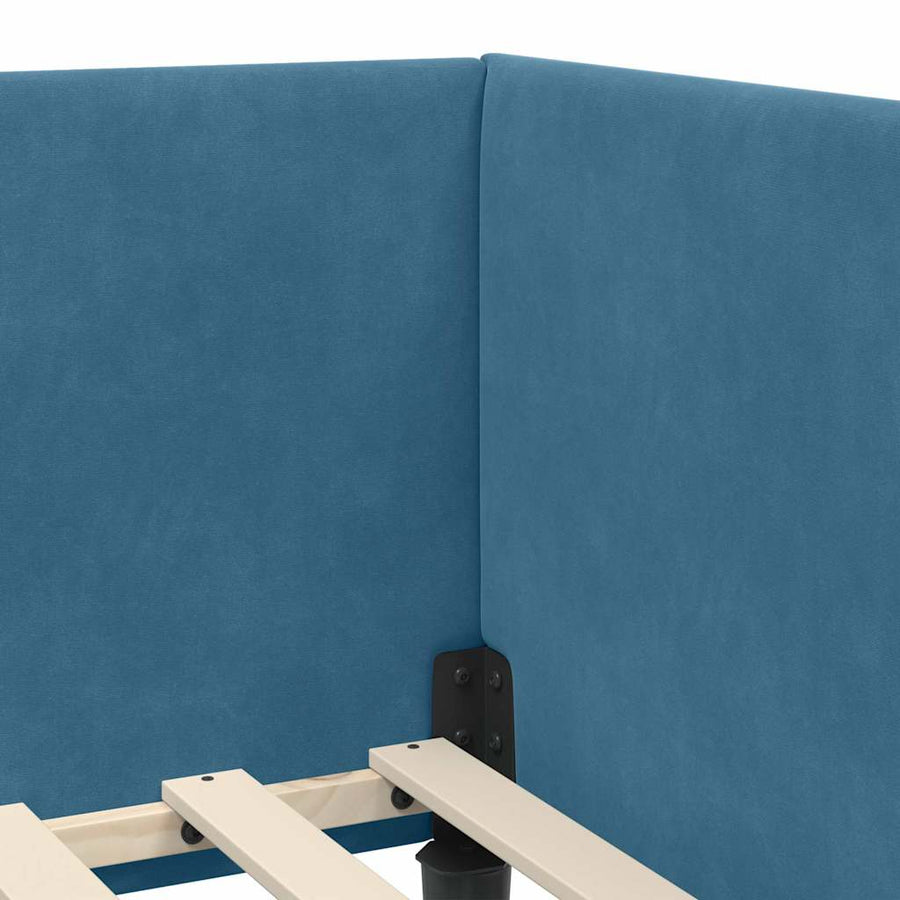 Hoekbedframe Blauw 90 cm x 190 cm Polyester en multiplex