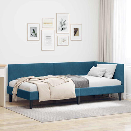 Hoekbedframe Blauw 90 cm x 190 cm Polyester en multiplex