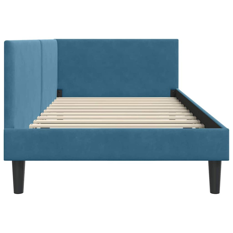 Hoekbedframe Blauw 90 cm x 190 cm Polyester en multiplex