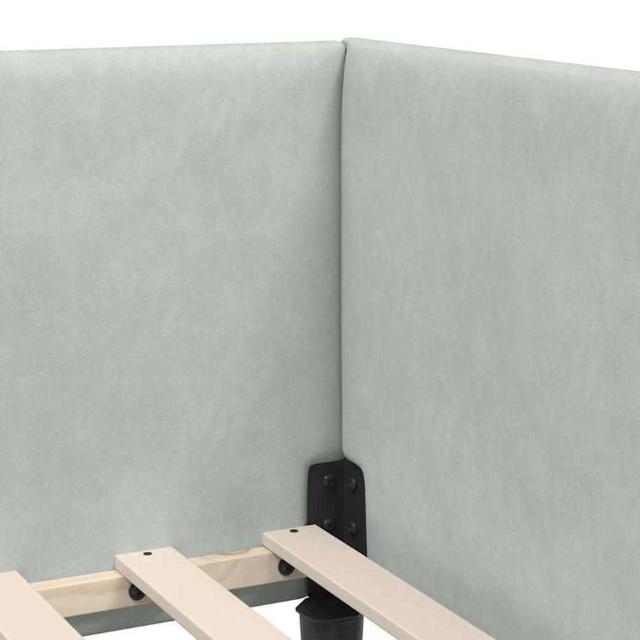 Hoekbedframe Lichtgrijs 90 cm x 190 cm Polyester en multiplex