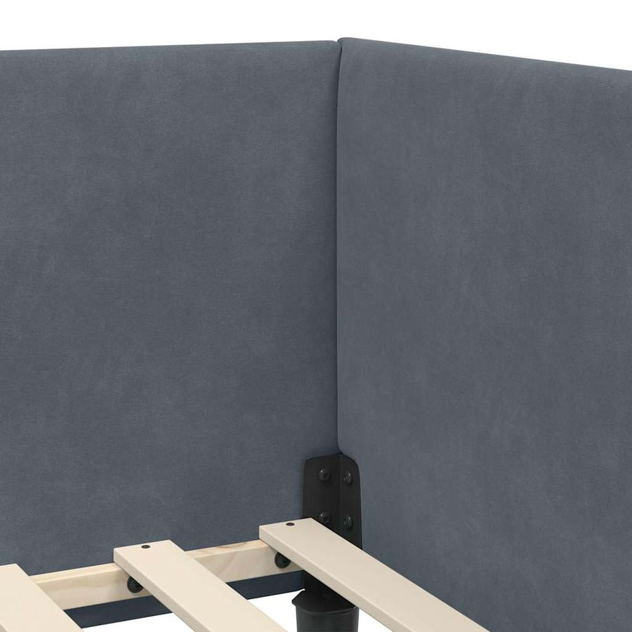 Hoekbedframe Donkergrijs 90 cm x 190 cm Polyester en multiplex