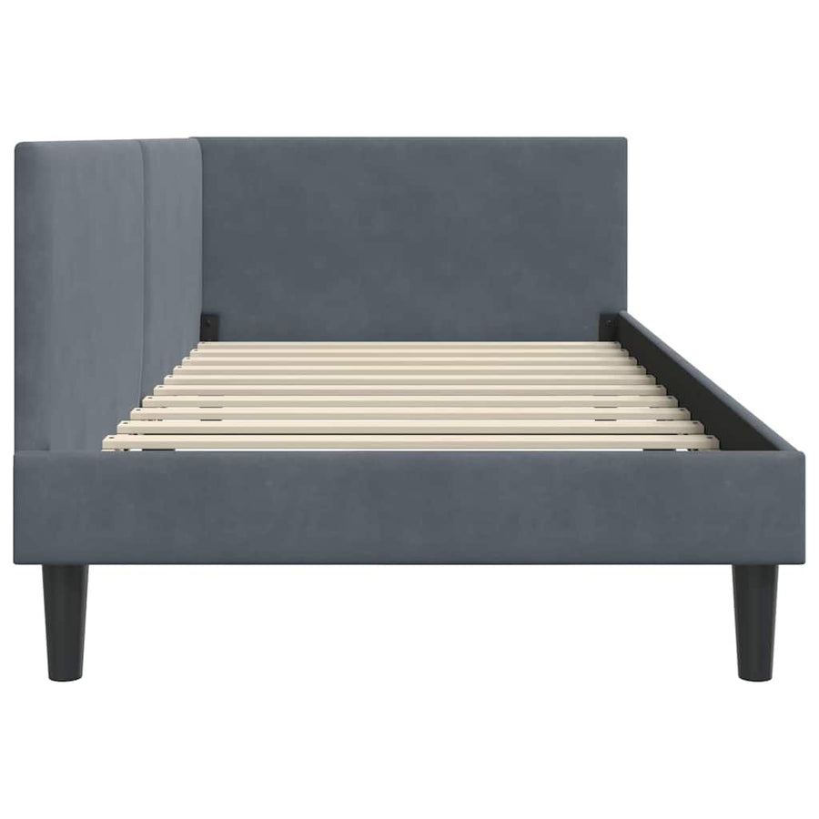 Hoekbedframe Donkergrijs 90 cm x 190 cm Polyester en multiplex