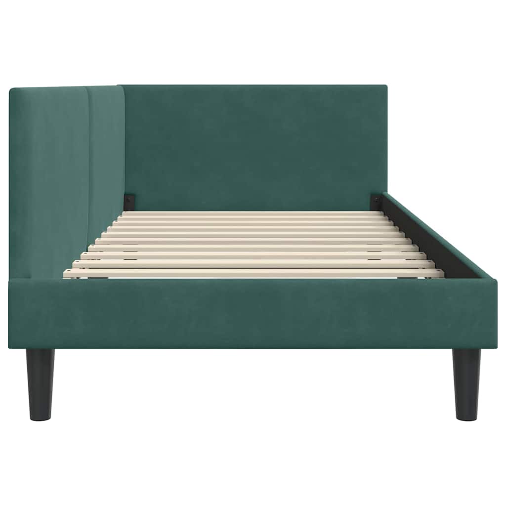 Hoekbedframe Donkergroen 90 cm x 190 cm Polyester en multiplex