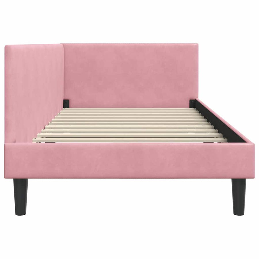 Hoekbedframe Roze 90 cm x 190 cm Polyester en multiplex