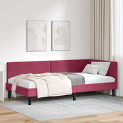 Hoekbedframe 90x190 cm wijnrood fluweel