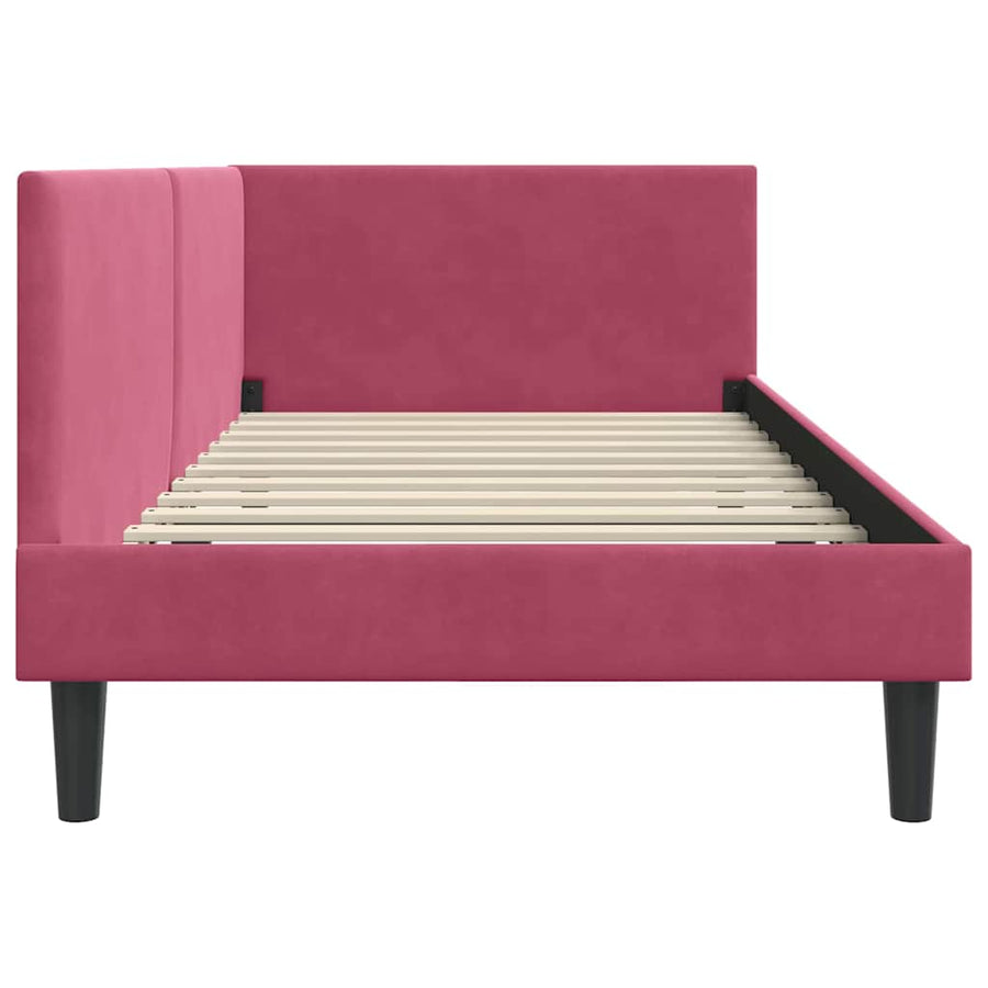 Hoekbedframe Wijnrood 90 cm x 190 cm Polyester en multiplex