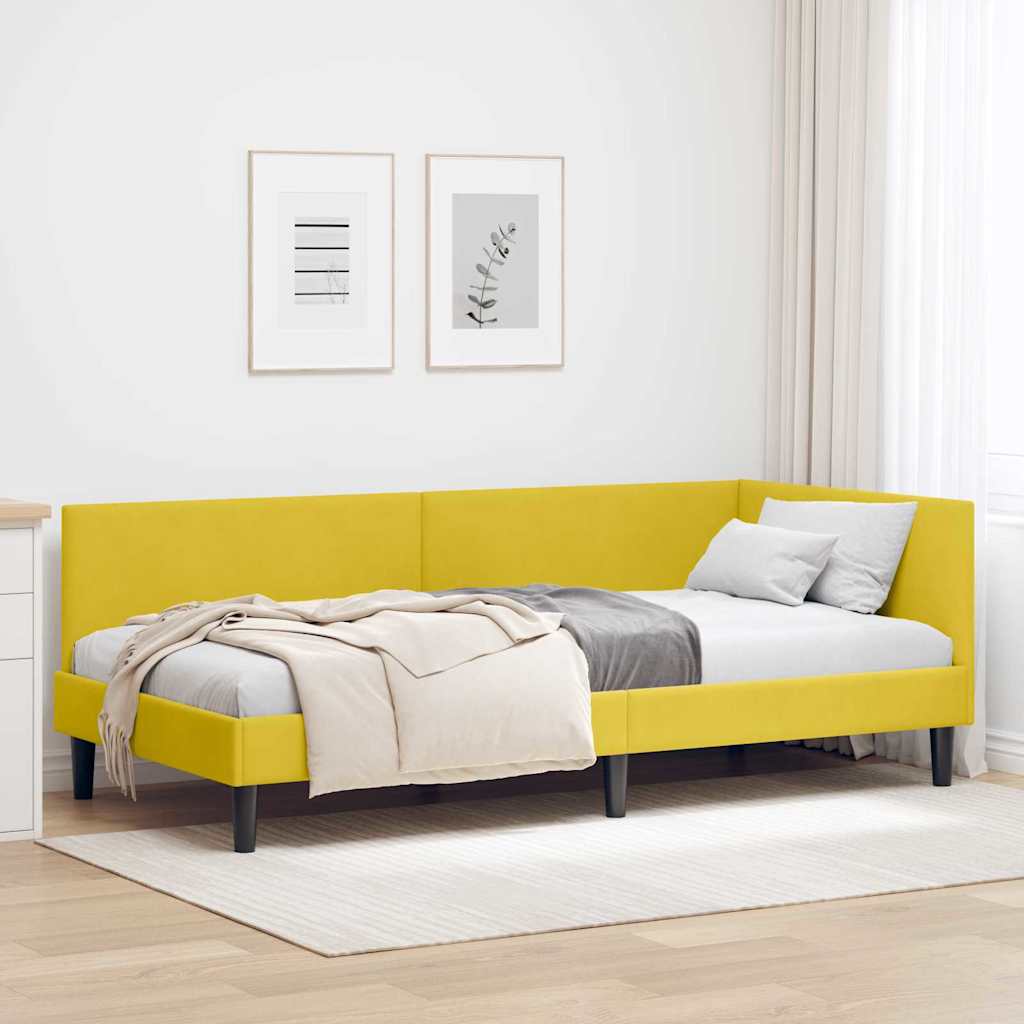 Hoekbedframe Geel 90 cm x 190 cm Polyester en multiplex