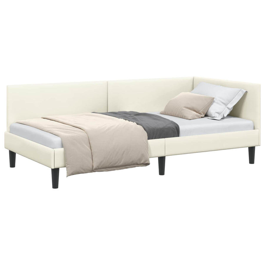 Hoekbedframe Crème 90 cm x 190 cm Polyester en multiplex