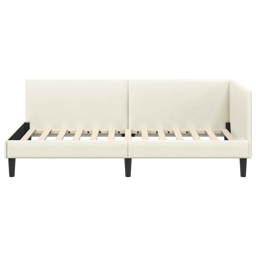 Hoekbedframe Crème 90 cm x 190 cm Polyester en multiplex