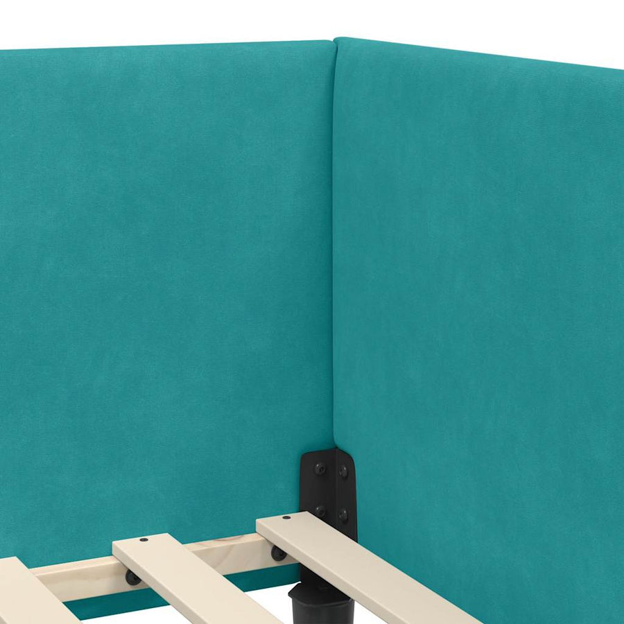 Hoekbedframe Turquoise 90 cm x 190 cm Polyester en multiplex