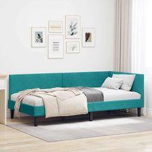 Hoekbedframe Turquoise 90 cm x 190 cm Polyester en multiplex