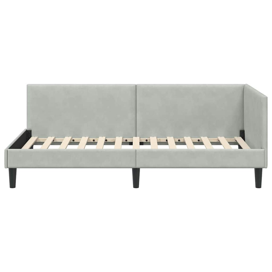 Hoekbedframe Lichtgrijs 90 cm x 200 cm Polyester en multiplex