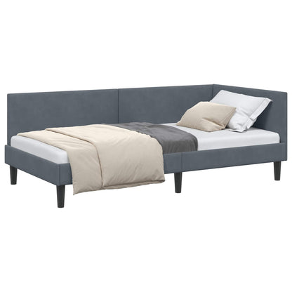 Hoekbedframe Donkergrijs 90 cm x 200 cm Polyester en multiplex