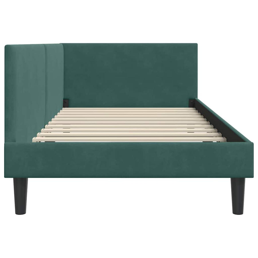 Hoekbedframe Donkergroen 90 cm x 200 cm Polyester en multiplex
