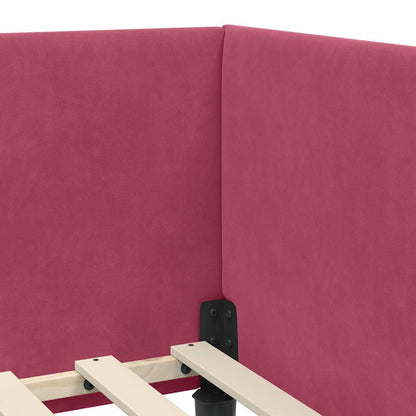 Hoekbedframe Wijnrood 90 cm x 200 cm Polyester en multiplex