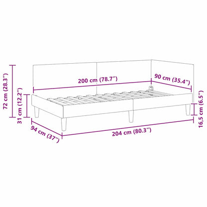 Hoekbedframe Wijnrood 90 cm x 200 cm Polyester en multiplex