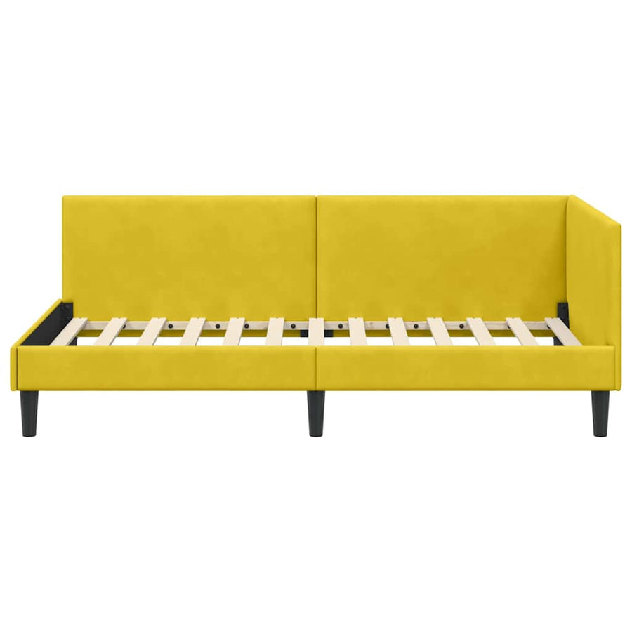 Hoekbedframe Geel 90 cm x 200 cm Polyester en multiplex
