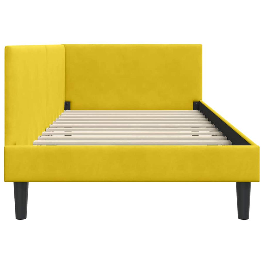Hoekbedframe Geel 90 cm x 200 cm Polyester en multiplex