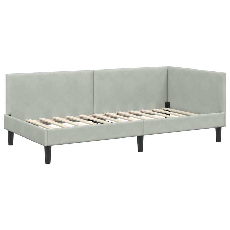 Hoekbedframe Lichtgrijs 100 cm x 200 cm Polyester en multiplex