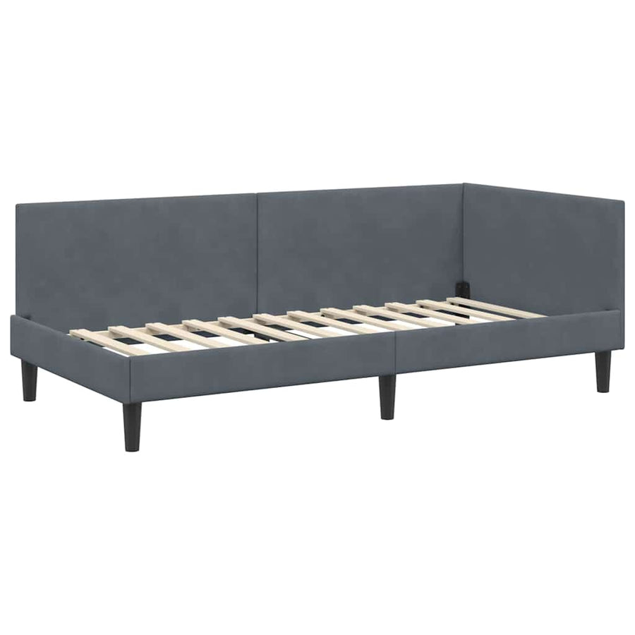 Hoekbedframe Donkergrijs 100 cm x 200 cm Polyester en multiplex