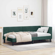 Hoekbedframe 100x200 cm donkergroen fluweel
