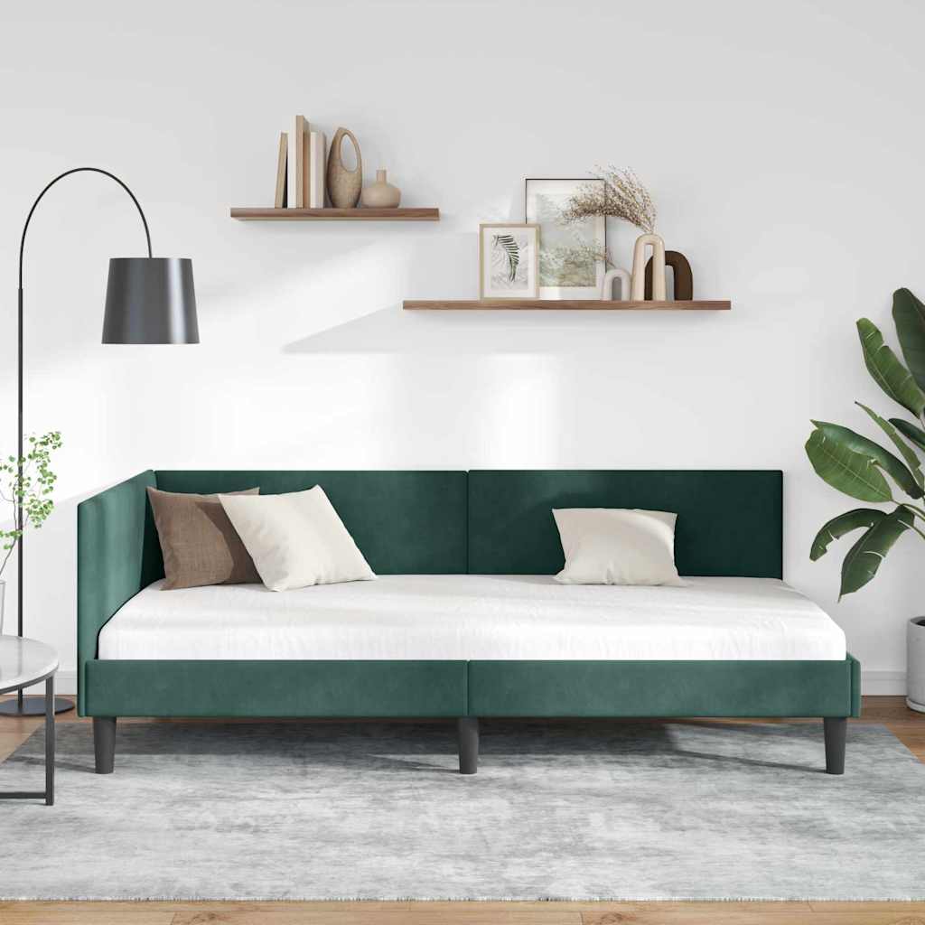 Hoekbedframe Donkergroen 100 cm x 200 cm Polyester en multiplex