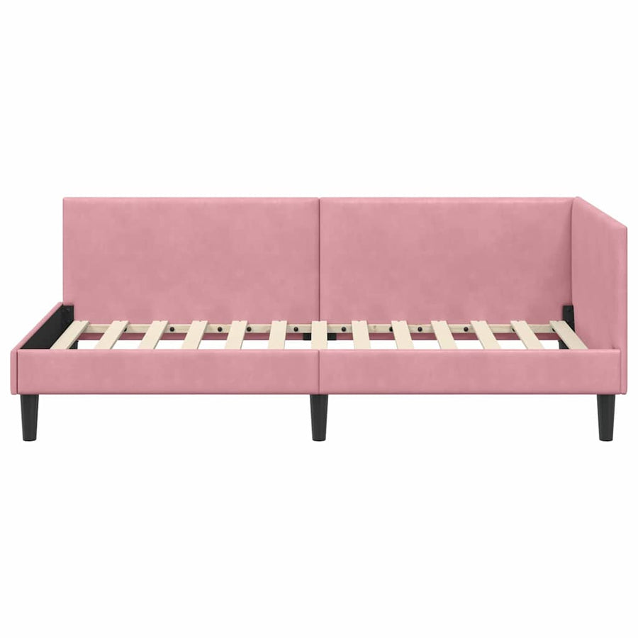 Hoekbedframe Roze 100 cm x 200 cm Polyester en multiplex