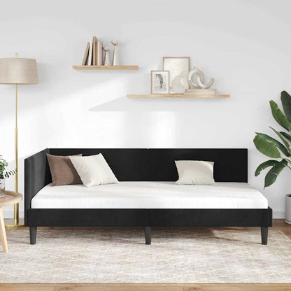 Hoekbedframe Zwart 100 cm x 200 cm Polyester en multiplex