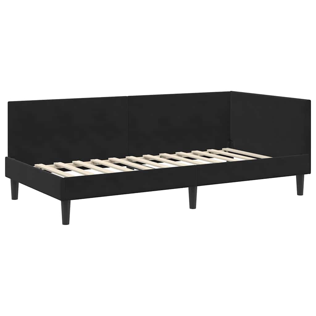 Hoekbedframe Zwart 100 cm x 200 cm Polyester en multiplex