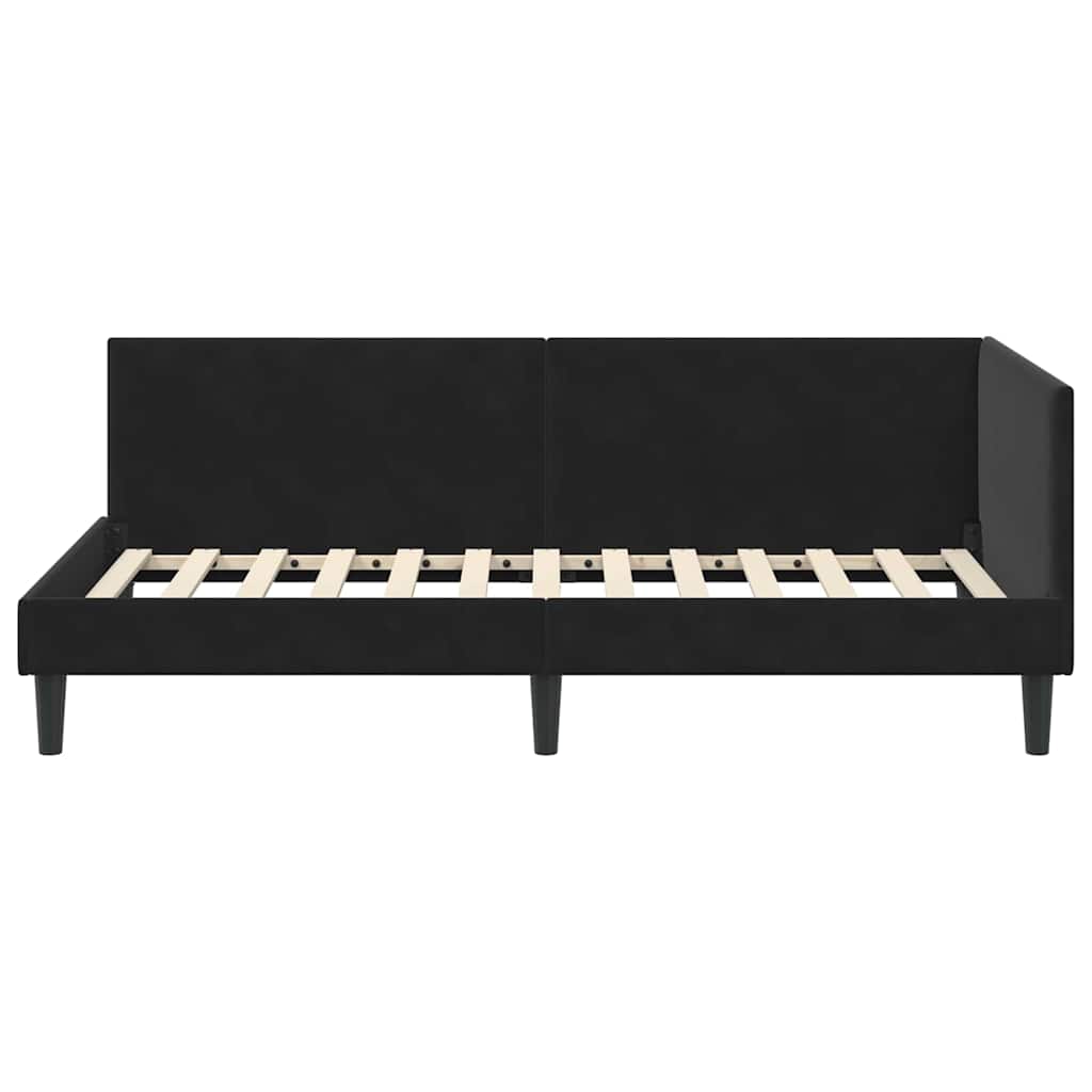 Hoekbedframe Zwart 100 cm x 200 cm Polyester en multiplex
