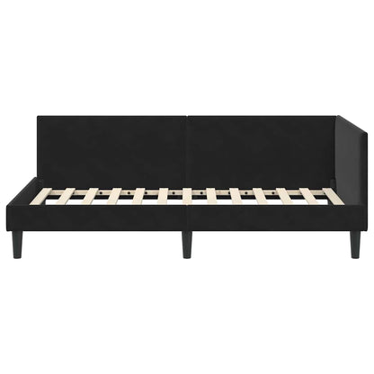 Hoekbedframe Zwart 100 cm x 200 cm Polyester en multiplex
