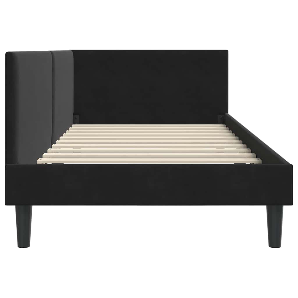 Hoekbedframe Zwart 100 cm x 200 cm Polyester en multiplex