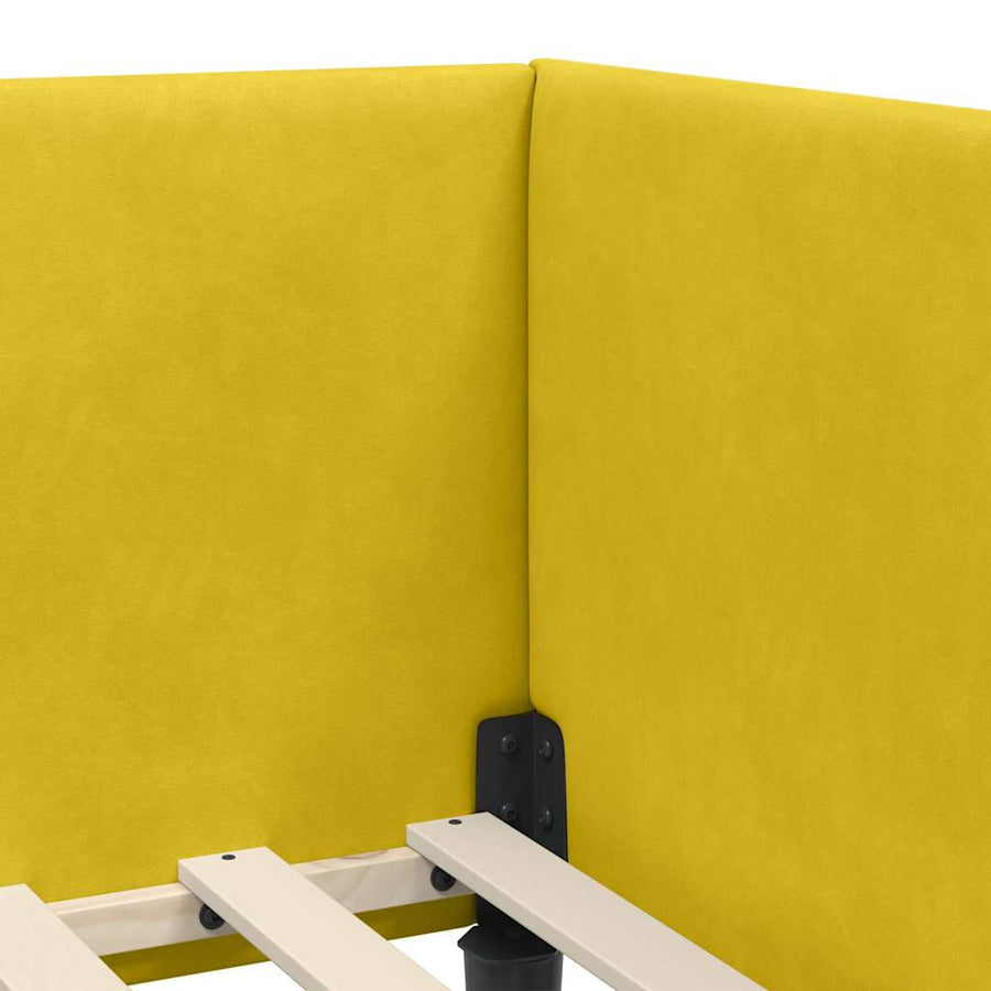 Hoekbedframe Geel 100 cm x 200 cm Polyester en multiplex