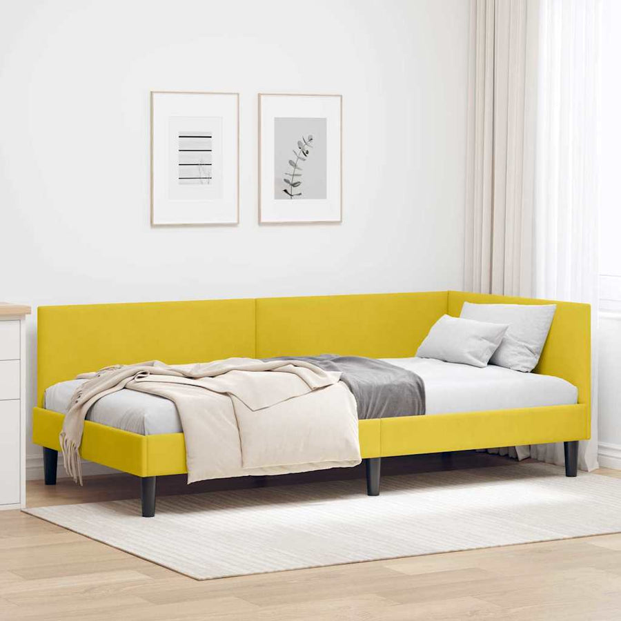 Hoekbedframe Geel 100 cm x 200 cm Polyester en multiplex