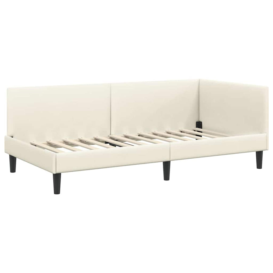 Hoekbedframe Crème 100 cm x 200 cm Polyester en multiplex